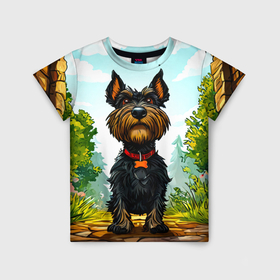 Детская футболка 3D Скотч терьер в деревне: в Ухте, 100% гипоаллергенный полиэфир | прямой крой, круглый вырез горловины, длина до линии бедер, чуть спущенное плечо, ткань немного тянется |