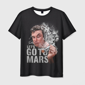 Мужская футболка 3D с принтом Илон Маск   Lets go to Mars в городе Новоалтайск, 100% полиэфир | прямой крой, круглый вырез горловины, длина до линии бедер | Тематика изображения на принте: 