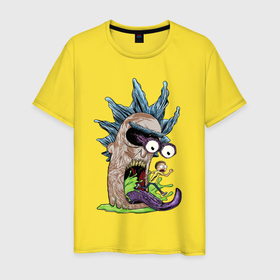 Мужская футболка хлопок с принтом Ricks head and Morty в Петрозаводске, 100% хлопок | прямой крой, круглый вырез горловины, длина до линии бедер, слегка спущенное плечо. | Тематика изображения на принте: 