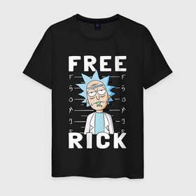 Мужская футболка хлопок с принтом Free Rick ruler в Петрозаводске, 100% хлопок | прямой крой, круглый вырез горловины, длина до линии бедер, слегка спущенное плечо. | Тематика изображения на принте: 
