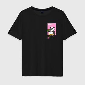 Мужская футболка хлопок Oversize с принтом Rum Panda в Архангельске, 100% хлопок | свободный крой, круглый ворот, “спинка” длиннее передней части | Тематика изображения на принте: 