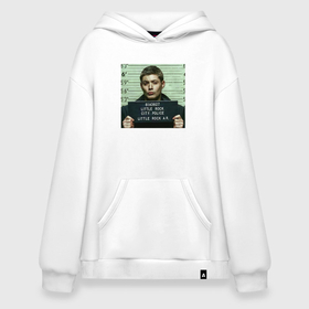 Худи SuperOversize хлопок с принтом Supernatural    брат Дин Винчестер mug shot в городе Новоалтайск, 70% хлопок, 30% полиэстер, мягкий начес внутри | карман-кенгуру, эластичная резинка на манжетах и по нижней кромке, двухслойный капюшон
 | 