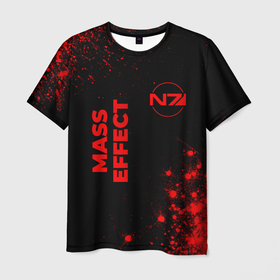 Мужская футболка 3D с принтом Mass Effect   red gradient вертикально в городе Новоалтайск, 100% полиэфир | прямой крой, круглый вырез горловины, длина до линии бедер | 