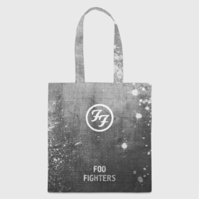 Шоппер 3D с принтом Foo Fighters   grey gradient по центру в Петрозаводске, 100% полиэстер | Плотность: 200 г/м2; Размер: 34×35 см; Высота лямок: 30 см | 