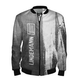 Мужской бомбер 3D с принтом Lindemann   grey gradient по вертикали в городе Новоалтайск, 100% полиэстер | застегивается на молнию, по бокам два кармана без застежек, по низу бомбера и на воротнике - эластичная резинка | Тематика изображения на принте: 