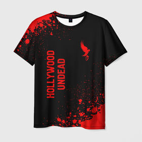 Мужская футболка 3D с принтом Hollywood Undead   red gradient вертикально в городе Новоалтайск, 100% полиэфир | прямой крой, круглый вырез горловины, длина до линии бедер | 