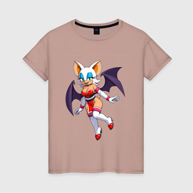 Женская футболка хлопок с принтом Летучая мышь Руж из Sonic X в Ухте, 100% хлопок | прямой крой, круглый вырез горловины, длина до линии бедер, слегка спущенное плечо | 