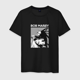 Мужская футболка хлопок с принтом Tribute to Bob Marley в Архангельске, 100% хлопок | прямой крой, круглый вырез горловины, длина до линии бедер, слегка спущенное плечо. | Тематика изображения на принте: 