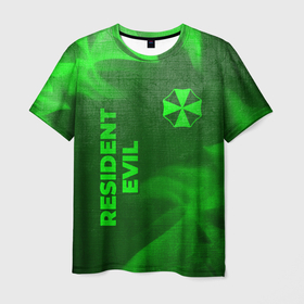 Мужская футболка 3D с принтом Resident Evil   green gradient вертикально в городе Новоалтайск, 100% полиэфир | прямой крой, круглый вырез горловины, длина до линии бедер | 