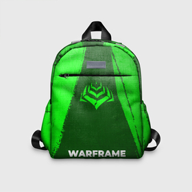 Детский рюкзак 3D с принтом Warframe   green gradient по центру в городе Новоалтайск, 100% полиэстер | лямки с регулируемой длиной, сверху петелька, чтобы рюкзак можно было повесить на вешалку. Основное отделение закрывается на молнию, как и внешний карман. Внутри дополнительный карман. По бокам два дополнительных кармашка | Тематика изображения на принте: 