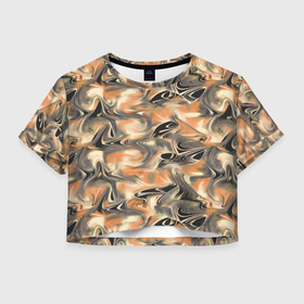 Женская футболка Crop-top 3D с принтом Абстракция   закрученный узор в Ухте, 100% полиэстер | круглая горловина, длина футболки до линии талии, рукава с отворотами | 