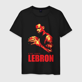 Мужская футболка хлопок с принтом King James Lebron , 100% хлопок | прямой крой, круглый вырез горловины, длина до линии бедер, слегка спущенное плечо. | Тематика изображения на принте: 