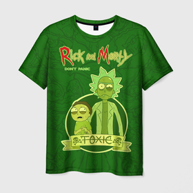 Мужская футболка 3D с принтом Rick and Morty   toxic в Петрозаводске, 100% полиэфир | прямой крой, круглый вырез горловины, длина до линии бедер | Тематика изображения на принте: 