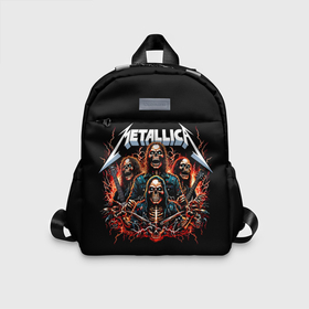 Детский рюкзак 3D с принтом Metallica forever   thrash metal в Архангельске, 100% полиэстер | лямки с регулируемой длиной, сверху петелька, чтобы рюкзак можно было повесить на вешалку. Основное отделение закрывается на молнию, как и внешний карман. Внутри дополнительный карман. По бокам два дополнительных кармашка | Тематика изображения на принте: 