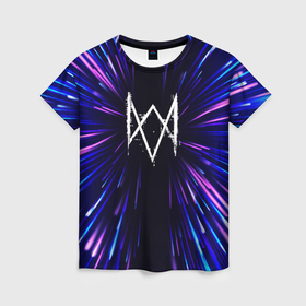 Женская футболка 3D с принтом Watch Dogs neon energy в городе Новоалтайск, 100% полиэфир ( синтетическое хлопкоподобное полотно) | прямой крой, круглый вырез горловины, длина до линии бедер | Тематика изображения на принте: 