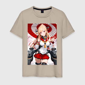 Мужская футболка хлопок с принтом Марин Китагава косплей Azur Lane в городе Новоалтайск, 100% хлопок | прямой крой, круглый вырез горловины, длина до линии бедер, слегка спущенное плечо. | 