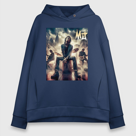 Женское худи Oversize хлопок с принтом Rolling Stones   Mick Jagger в городе Новоалтайск, френч-терри — 70% хлопок, 30% полиэстер. Мягкий теплый начес внутри —100% хлопок | боковые карманы, эластичные манжеты и нижняя кромка, капюшон на магнитной кнопке | 