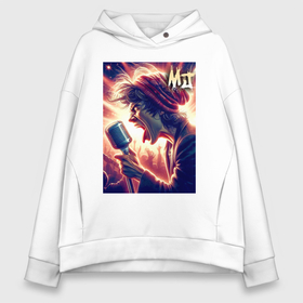 Женское худи Oversize хлопок с принтом Mick Jagger is vocalist of the Rolling Stones в городе Новоалтайск, френч-терри — 70% хлопок, 30% полиэстер. Мягкий теплый начес внутри —100% хлопок | боковые карманы, эластичные манжеты и нижняя кромка, капюшон на магнитной кнопке | 