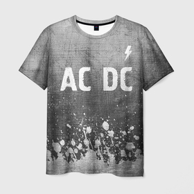 Мужская футболка 3D с принтом AC DC   grey gradient посередине в Архангельске, 100% полиэфир | прямой крой, круглый вырез горловины, длина до линии бедер | Тематика изображения на принте: 