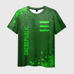 Мужская футболка 3D с принтом OneRepublic   green gradient вертикально в городе Новоалтайск, 100% полиэфир | прямой крой, круглый вырез горловины, длина до линии бедер | 