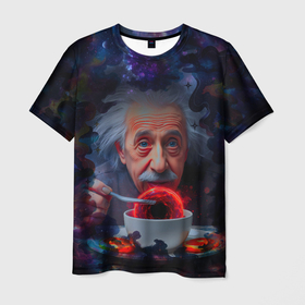 Мужская футболка 3D с принтом Albert Einstein в Ухте, 100% полиэфир | прямой крой, круглый вырез горловины, длина до линии бедер | 