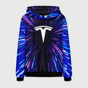 Мужская толстовка 3D с принтом Tesla neon energy в Петрозаводске, 100% полиэстер | двухслойный капюшон со шнурком для регулировки, мягкие манжеты на рукавах и по низу толстовки, спереди карман-кенгуру с мягким внутренним слоем. | Тематика изображения на принте: 