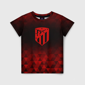 Детская футболка 3D с принтом Atletico Madrid red poly в городе Новоалтайск, 100% гипоаллергенный полиэфир | прямой крой, круглый вырез горловины, длина до линии бедер, чуть спущенное плечо, ткань немного тянется | 