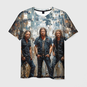 Мужская футболка 3D с принтом Metallica масляной краской в городе Новоалтайск, 100% полиэфир | прямой крой, круглый вырез горловины, длина до линии бедер | 