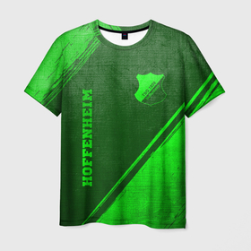 Мужская футболка 3D с принтом Hoffenheim   green gradient вертикально в городе Новоалтайск, 100% полиэфир | прямой крой, круглый вырез горловины, длина до линии бедер | 