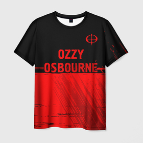 Мужская футболка 3D с принтом Ozzy Osbourne   red gradient посередине в Ухте, 100% полиэфир | прямой крой, круглый вырез горловины, длина до линии бедер | 