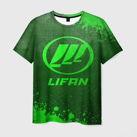 Мужская футболка 3D с принтом Lifan   green gradient в Петрозаводске, 100% полиэфир | прямой крой, круглый вырез горловины, длина до линии бедер | 