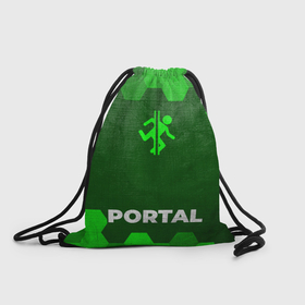 Рюкзак-мешок 3D с принтом Portal   green gradient по центру в городе Новоалтайск, 100% полиэстер | плотность ткани — 200 г/м2, размер — 35 х 45 см; лямки — толстые шнурки, застежка на шнуровке, без карманов и подкладки | 