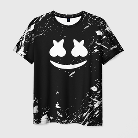 Мужская футболка 3D с принтом Marshmello брызги красок в городе Новоалтайск, 100% полиэфир | прямой крой, круглый вырез горловины, длина до линии бедер | 