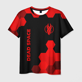 Мужская футболка 3D с принтом Dead Space   red gradient вертикально в городе Новоалтайск, 100% полиэфир | прямой крой, круглый вырез горловины, длина до линии бедер | 