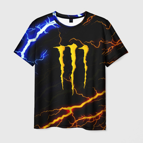 Мужская футболка 3D с принтом Monster energy storm в Курске, 100% полиэфир | прямой крой, круглый вырез горловины, длина до линии бедер | 