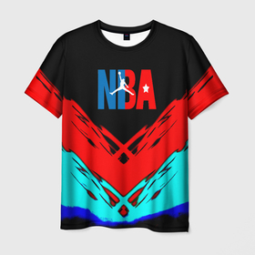 Мужская футболка 3D с принтом NBA краски геометрия в Ухте, 100% полиэфир | прямой крой, круглый вырез горловины, длина до линии бедер | 