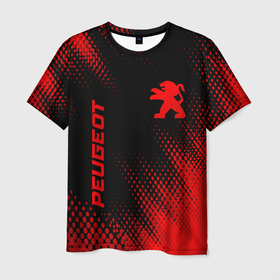 Мужская футболка 3D с принтом Peugeot   red gradient вертикально в городе Новоалтайск, 100% полиэфир | прямой крой, круглый вырез горловины, длина до линии бедер | 
