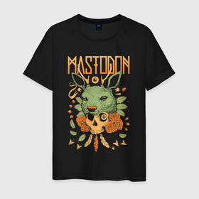 Мужская футболка хлопок с принтом Mastodon   Skull в городе Новоалтайск, 100% хлопок | прямой крой, круглый вырез горловины, длина до линии бедер, слегка спущенное плечо. | 