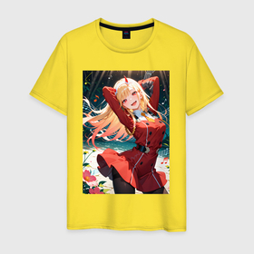 Мужская футболка хлопок с принтом Марин Китагава косплей 002 Darling in the Franxx в городе Новоалтайск, 100% хлопок | прямой крой, круглый вырез горловины, длина до линии бедер, слегка спущенное плечо. | 