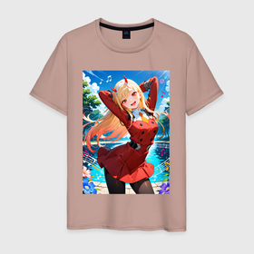Мужская футболка хлопок с принтом Марин Китагава косплей 002 Darling in the Franxx в городе Новоалтайск, 100% хлопок | прямой крой, круглый вырез горловины, длина до линии бедер, слегка спущенное плечо. | 