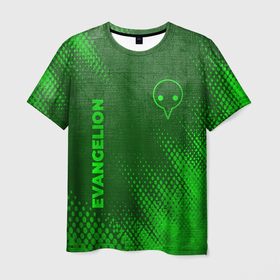 Мужская футболка 3D с принтом Evangelion   green gradient вертикально в городе Новоалтайск, 100% полиэфир | прямой крой, круглый вырез горловины, длина до линии бедер | 