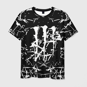 Мужская футболка 3D с принтом Monster energy белые штрихи краско в Курске, 100% полиэфир | прямой крой, круглый вырез горловины, длина до линии бедер | 