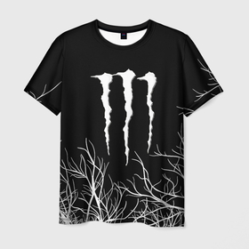 Мужская футболка 3D с принтом Monster energy лес в Курске, 100% полиэфир | прямой крой, круглый вырез горловины, длина до линии бедер | 
