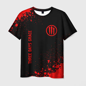 Мужская футболка 3D с принтом Three Days Grace   red gradient вертикально в городе Новоалтайск, 100% полиэфир | прямой крой, круглый вырез горловины, длина до линии бедер | 