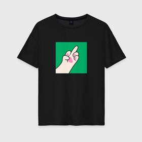 Женская футболка хлопок Oversize с принтом Fuck кошачьей лапкой в городе Новоалтайск, 100% хлопок | свободный крой, круглый ворот, спущенный рукав, длина до линии бедер
 | 