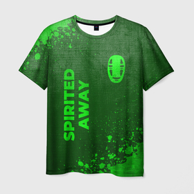 Мужская футболка 3D с принтом Spirited Away   green gradient вертикально в городе Новоалтайск, 100% полиэфир | прямой крой, круглый вырез горловины, длина до линии бедер | 