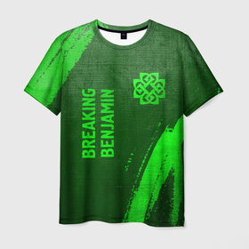 Мужская футболка 3D с принтом Breaking Benjamin   green gradient вертикально в городе Новоалтайск, 100% полиэфир | прямой крой, круглый вырез горловины, длина до линии бедер | 