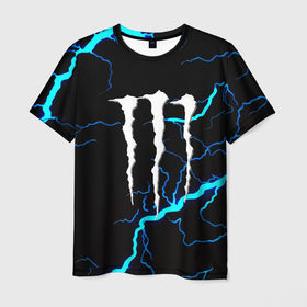 Мужская футболка 3D с принтом Monster energy неоновые молнии в городе Новоалтайск, 100% полиэфир | прямой крой, круглый вырез горловины, длина до линии бедер | Тематика изображения на принте: 