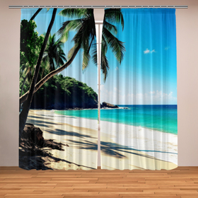 Фотошторы с принтом Tropic в Петрозаводске, Блэкаут (светозащита 90%) / Габардин (светозащита 40% | 2 полотна шириной по 145 см; Высота 200-300 см; Крепление: шторная лента (на крючки); | 