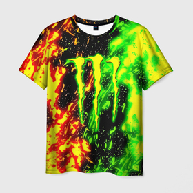 Мужская футболка 3D с принтом Monster energy кислотный стиль в городе Новоалтайск, 100% полиэфир | прямой крой, круглый вырез горловины, длина до линии бедер | Тематика изображения на принте: 